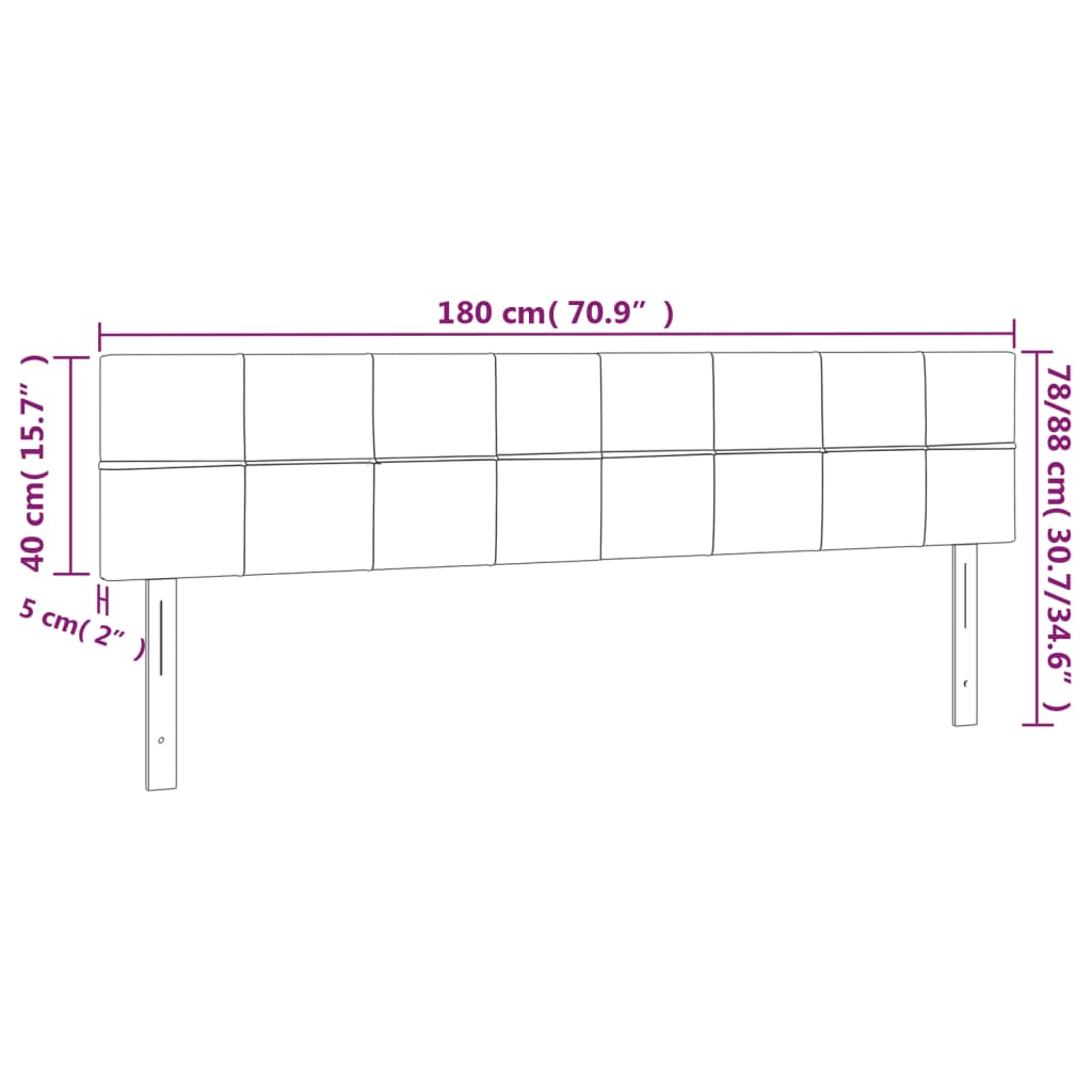 vidaXL Cabeceira de cama c/ luzes LED tecido 180x5x78/88 cm azul