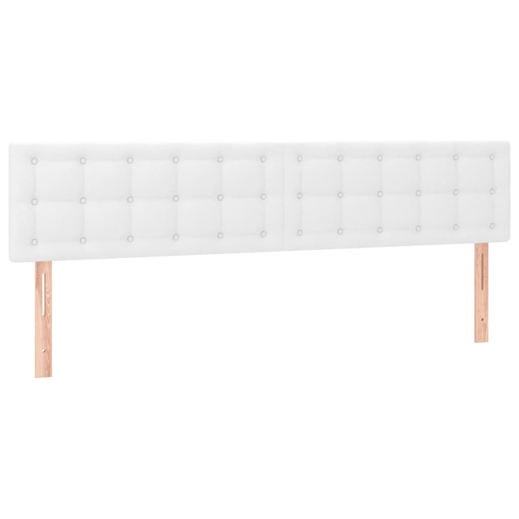 vidaXL Cabeceira de cama c/ LED couro artificial 200x5x78/88 cm branco