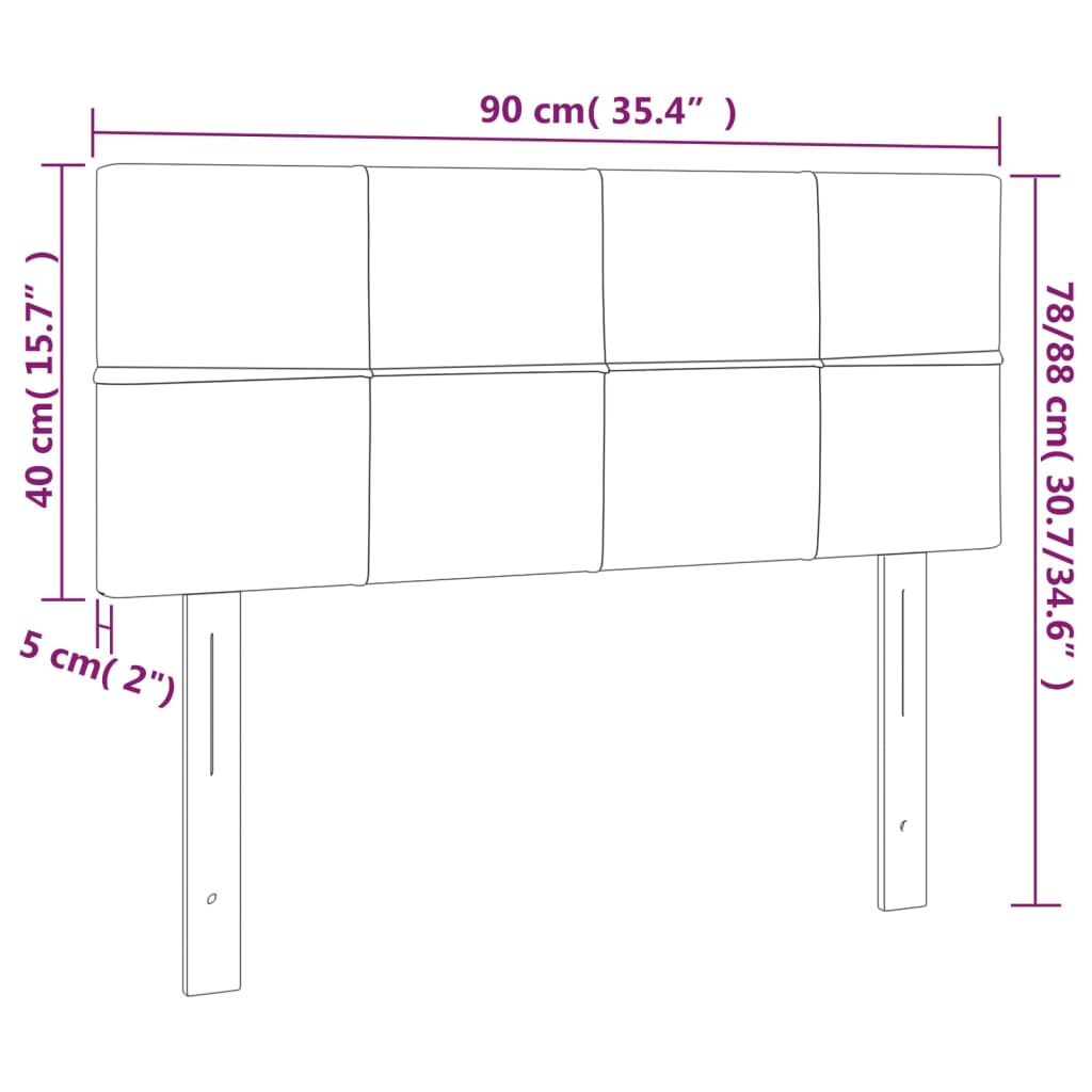 vidaXL Cabeceira de cama c/ luzes LED tecido 90x5x78/88 cm castanho