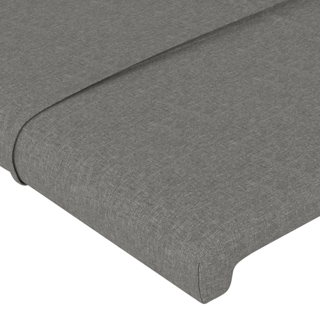 vidaXL Cabeceira de cama c/luzes LED tecido 144x5x78/88cm cinza-escuro