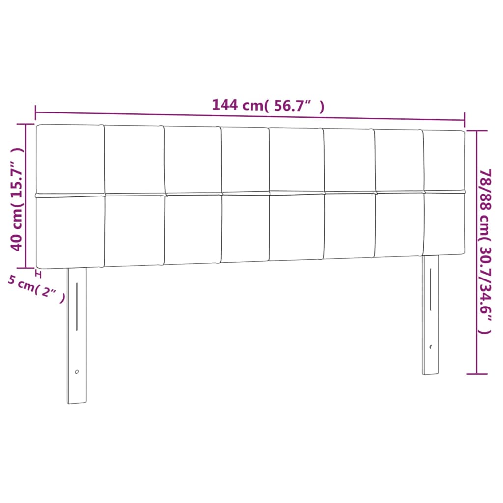 vidaXL Cabeceira de cama c/luzes LED tecido 144x5x78/88cm cinza-escuro