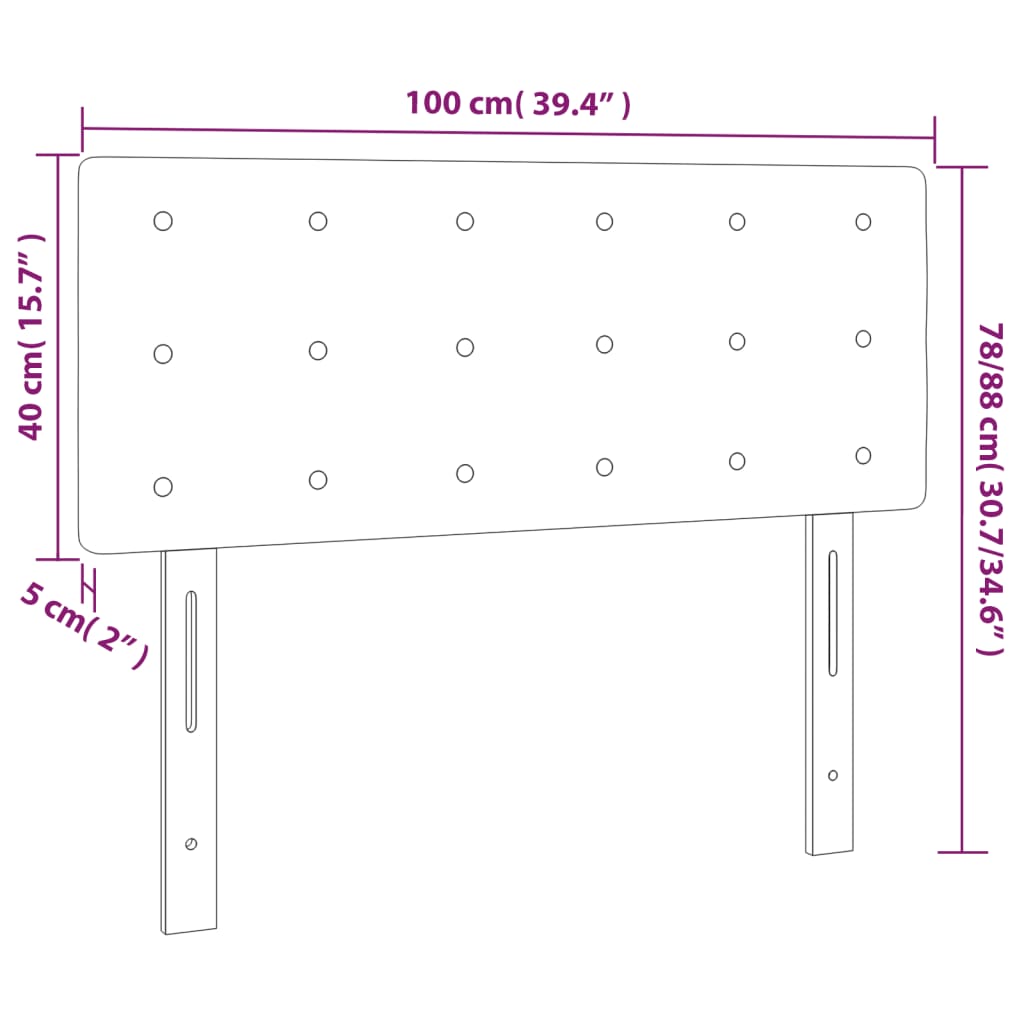 vidaXL Cabeceira cama c/ LED 100x5x78/88cm couro artificial cinzento