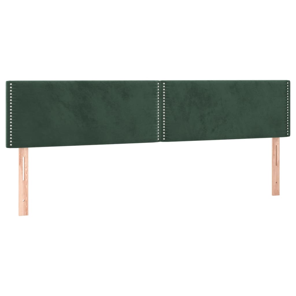 vidaXL Cabeceira de cama c/luzes LED veludo 160x5x78/88cm verde-escuro