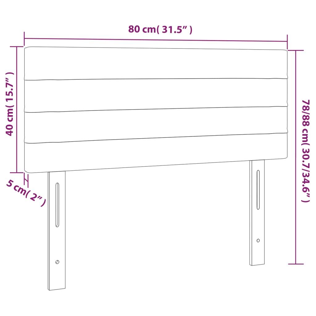 vidaXL Cabeceira de cama c/ luzes LED tecido 80x5x78/88 cm preto