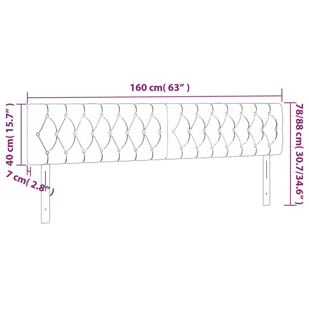 vidaXL Cabeceira de cama c/ luzes LED tecido 160x7x78/88 cm castanho