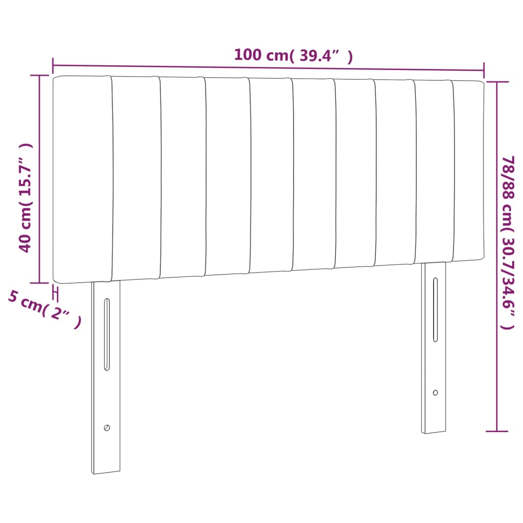 vidaXL Cabeceira cama luzes LED tecido 100x5x78/88cm cinza-acastanhado