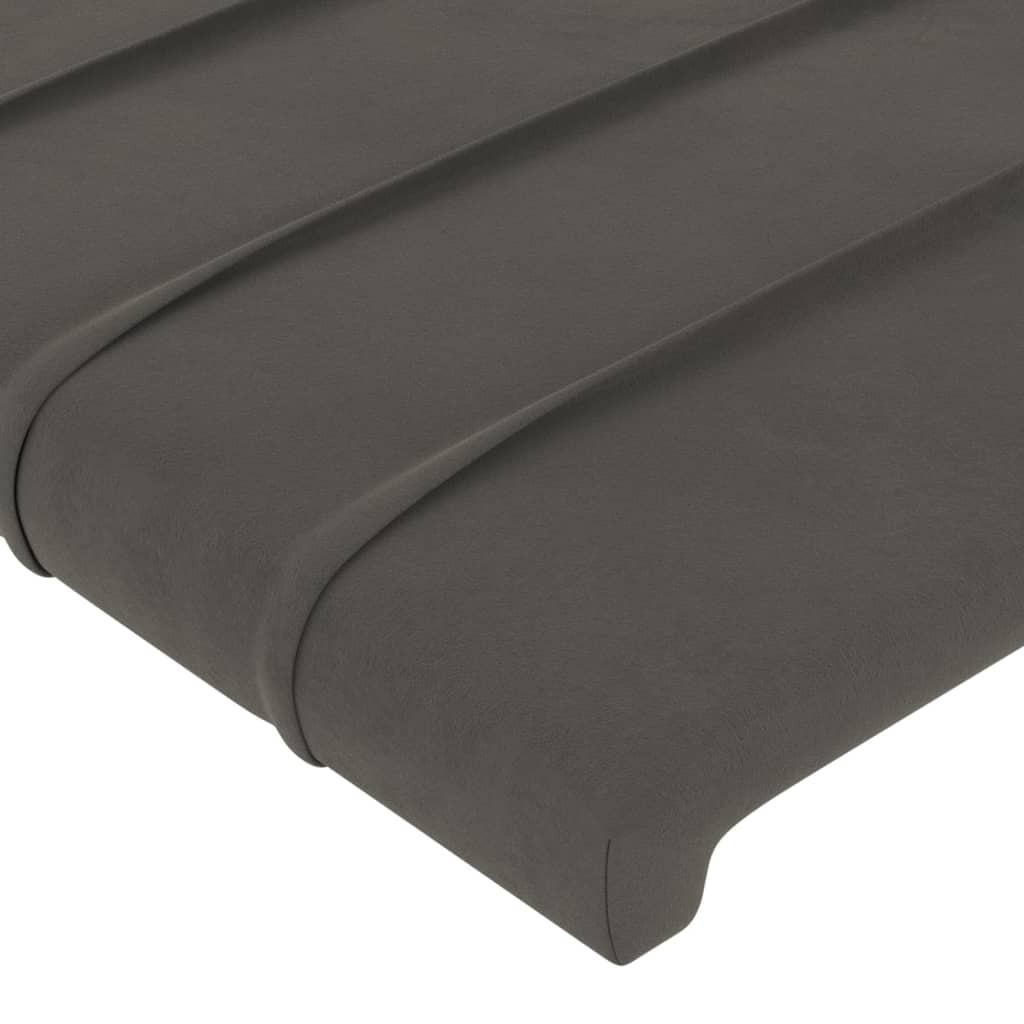 vidaXL Cabeceira de cama c/ luzes LED tecido 90x5x78/88cm cinza-escuro