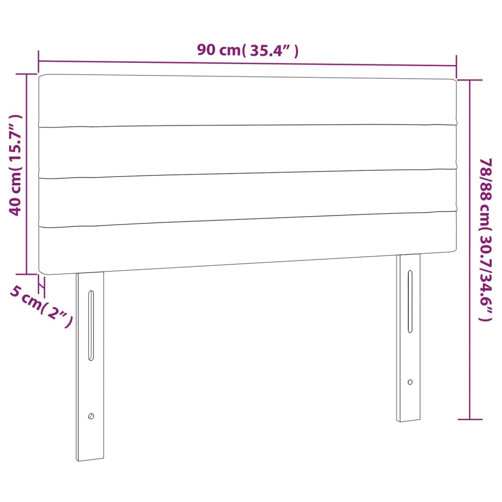 vidaXL Cabeceira de cama c/ luzes LED tecido 90x5x78/88cm cinza-escuro