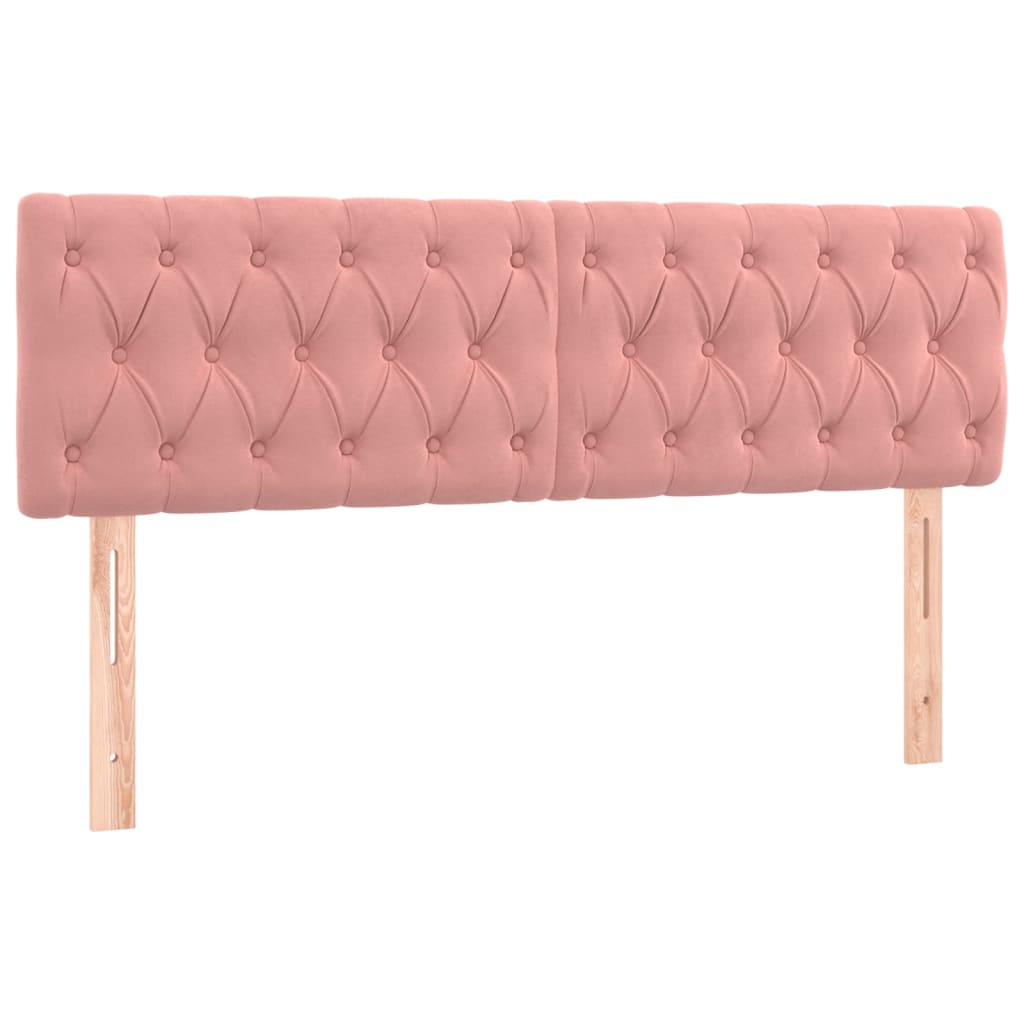 vidaXL Cabeceira de cama c/ luzes LED veludo 160x7x78/88 cm rosa