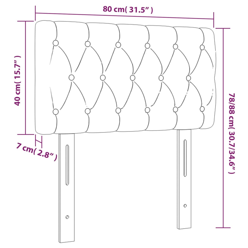 vidaXL Cabeceira de cama c/ luzes LED veludo 80x7x78/88 cm rosa