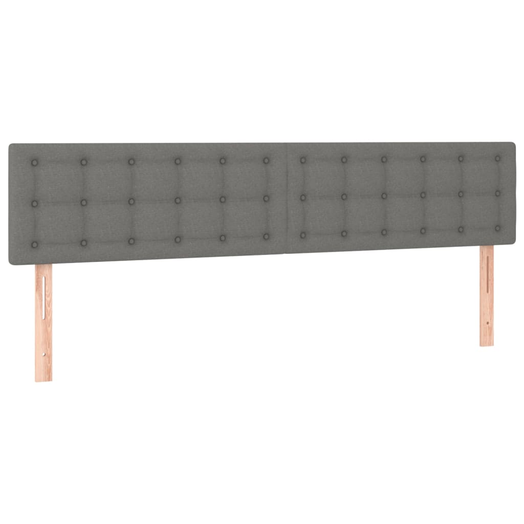 vidaXL Cabeceira de cama c/luzes LED tecido 160x5x78/88cm cinza-escuro