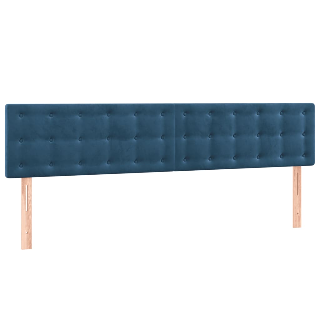 vidaXL Cabeceira de cama c/ luzes LED veludo 200x5x78/88cm azul-escuro