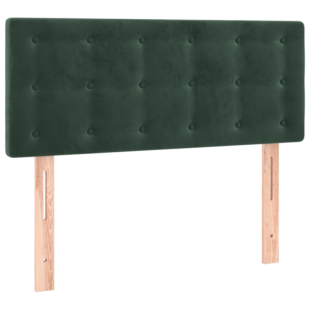 vidaXL Cabeceira de cama c/luzes LED veludo 100x5x78/88cm verde-escuro