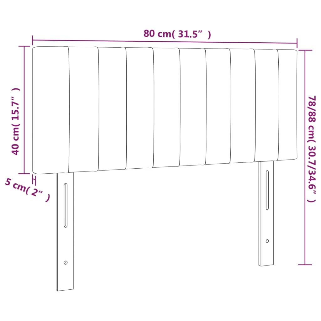 vidaXL Cabeceira de cama c/ luzes LED tecido 80x5x78/88 cm castanho