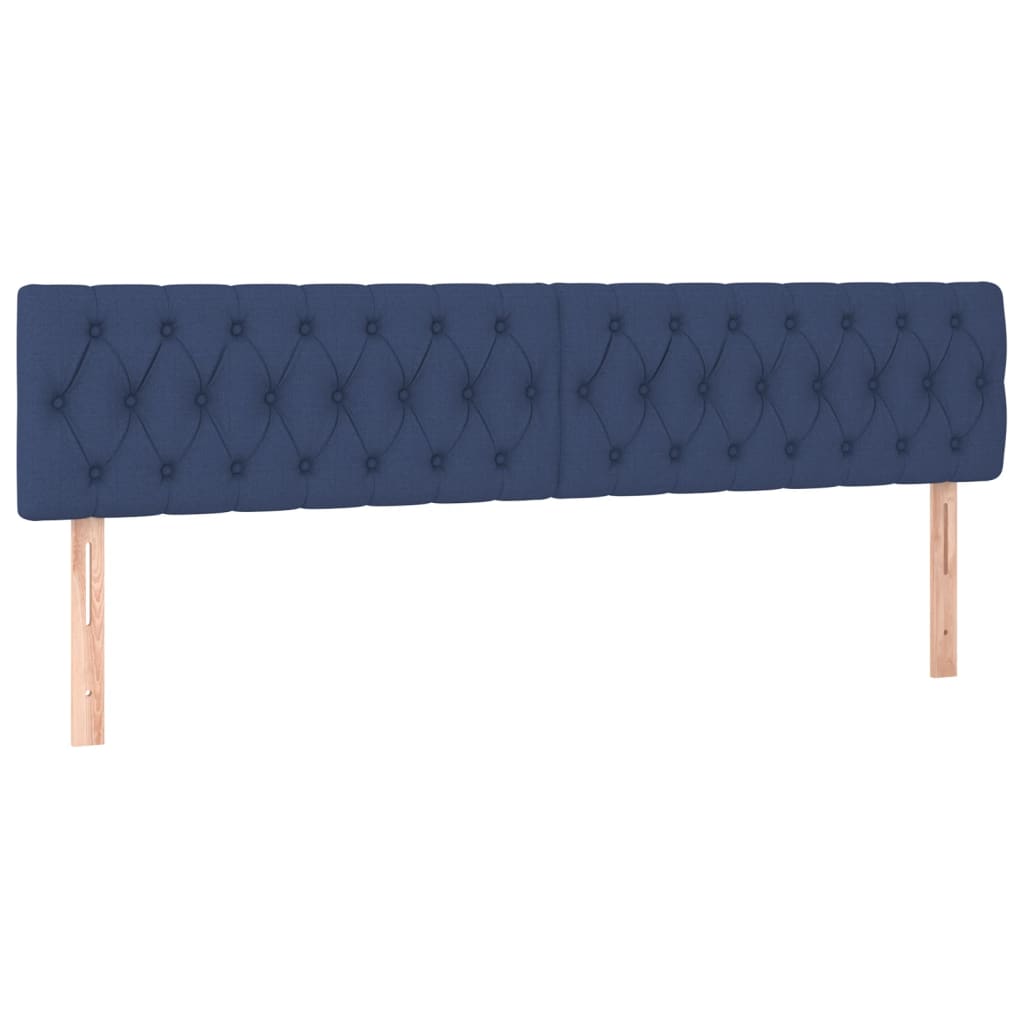 vidaXL Cabeceira de cama c/ luzes LED tecido 200x7x78/88 cm azul