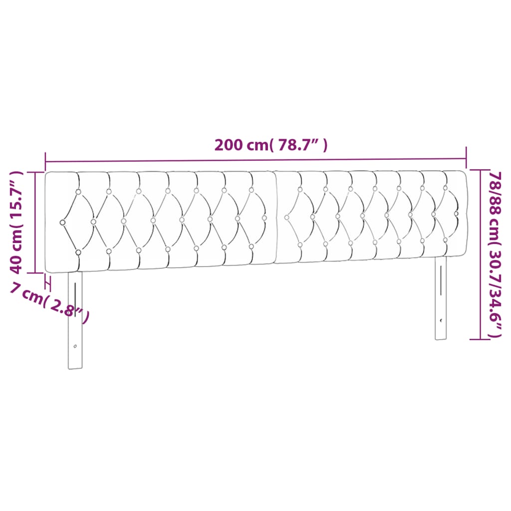 vidaXL Cabeceira de cama c/ luzes LED tecido 200x7x78/88 cm azul