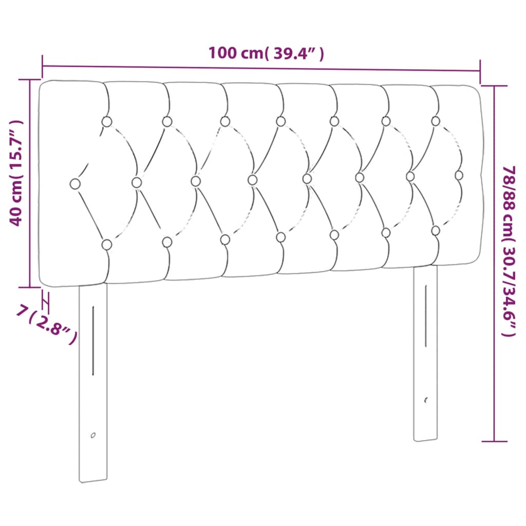 vidaXL Cabeceira de cama c/ luzes LED veludo 100x7x78/88 cm rosa