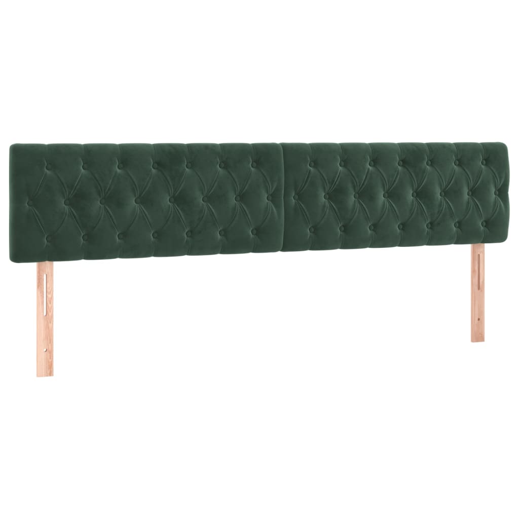 vidaXL Cabeceira de cama c/luzes LED veludo 180x7x78/88cm verde-escuro