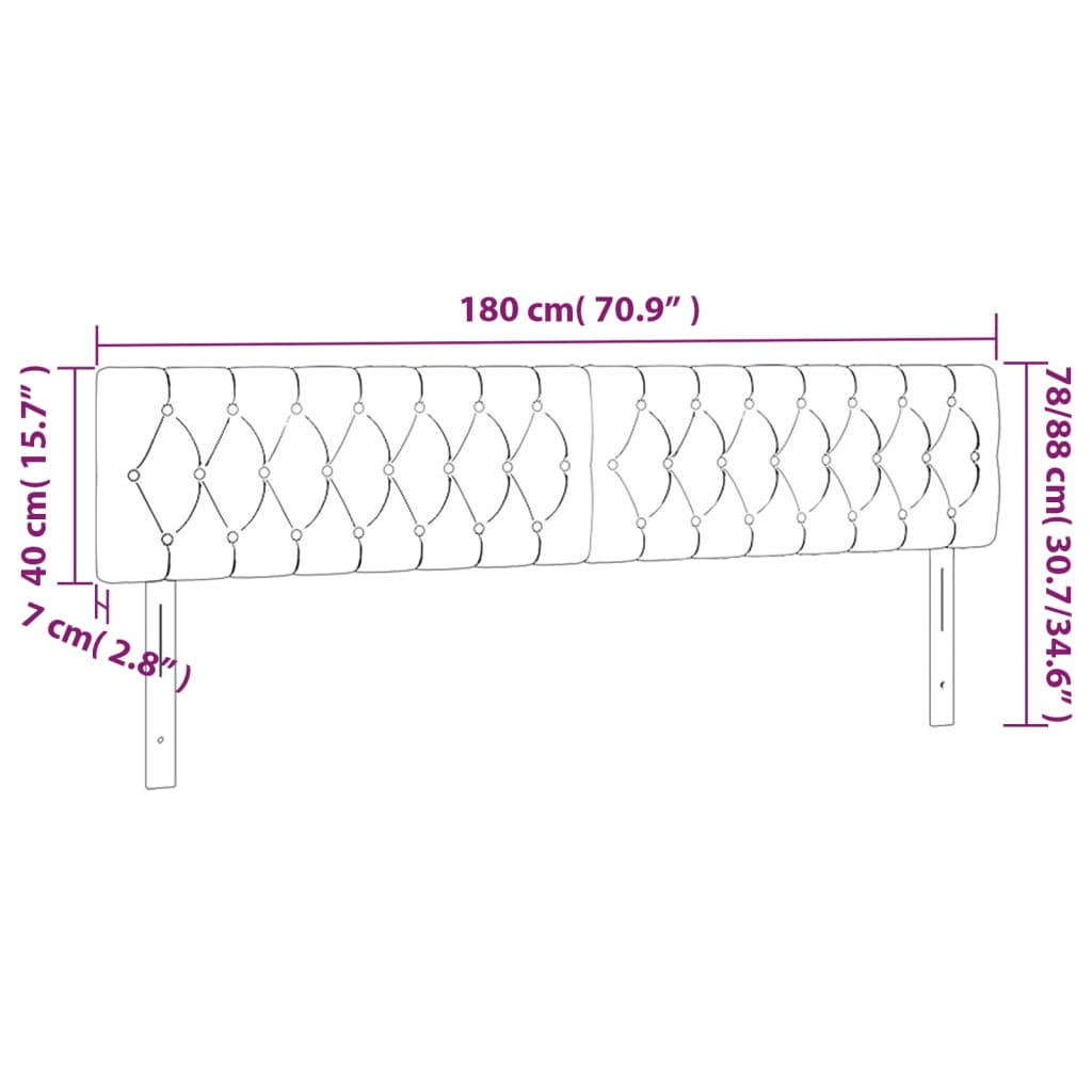 vidaXL Cabeceira de cama c/luzes LED veludo 180x7x78/88cm verde-escuro