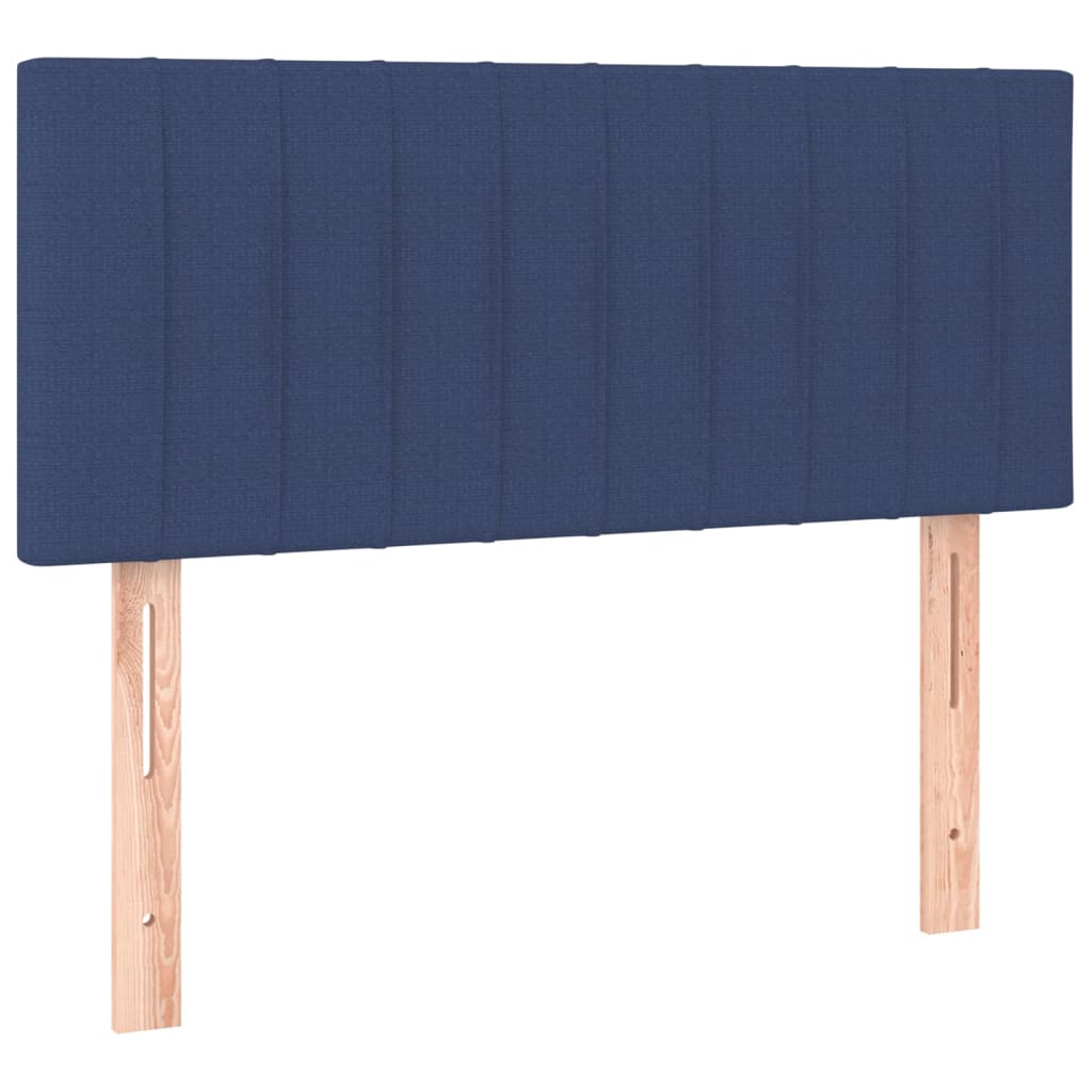 vidaXL Cabeceira de cama c/ luzes LED tecido 100x5x78/88 cm azul