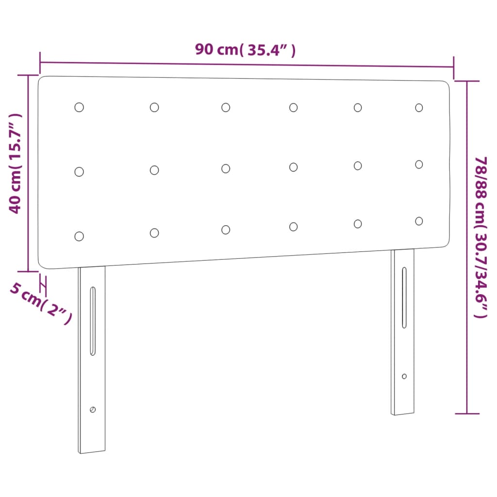 vidaXL Cabeceira de cama c/ luzes LED veludo 90x5x78/88 cm rosa