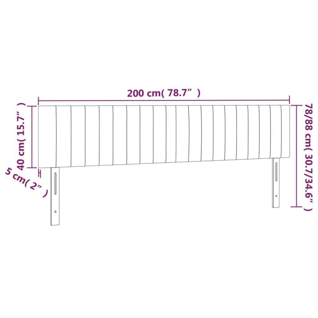 vidaXL Cabeceira de cama c/ luzes LED veludo 200x5x78/88cm azul-escuro