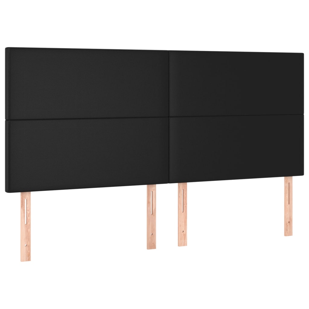 vidaXL Cabeceira de cama c/ LED couro artificial 200x5x118/128cm preto