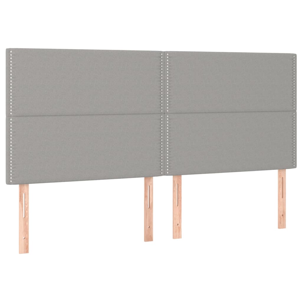 vidaXL Cabeceira de cama c/ LED tecido 160x5x118/128 cm cinza-claro