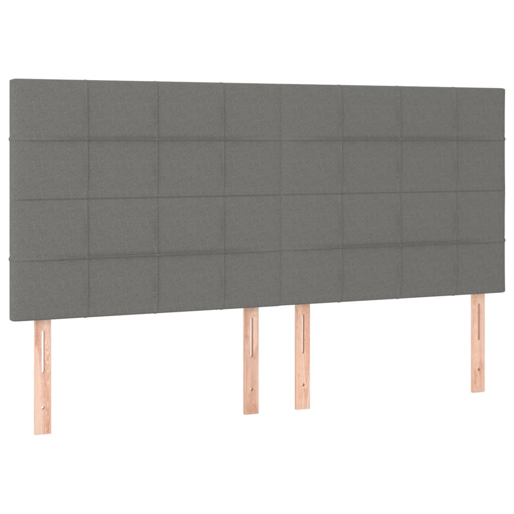 vidaXL Cabeceira de cama c/ LED tecido 180x5x118/128 cm cinza-escuro