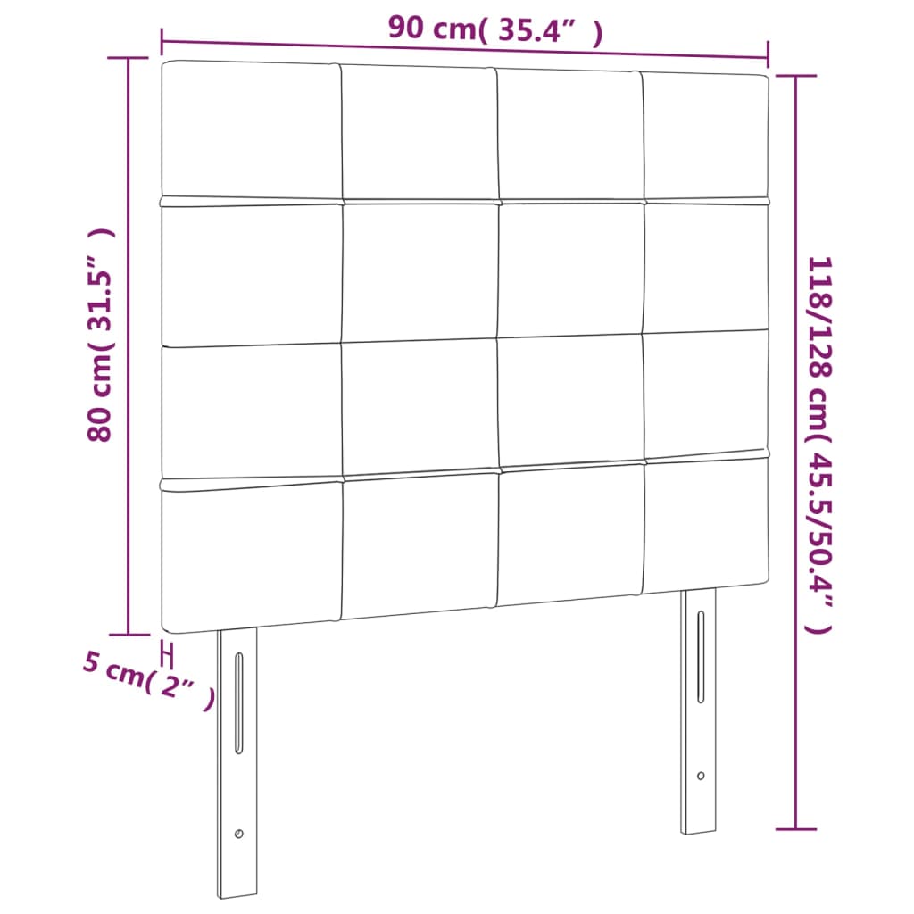 vidaXL Cabeceira cama c/ luzes LED veludo 90x5x118/128cm azul-escuro