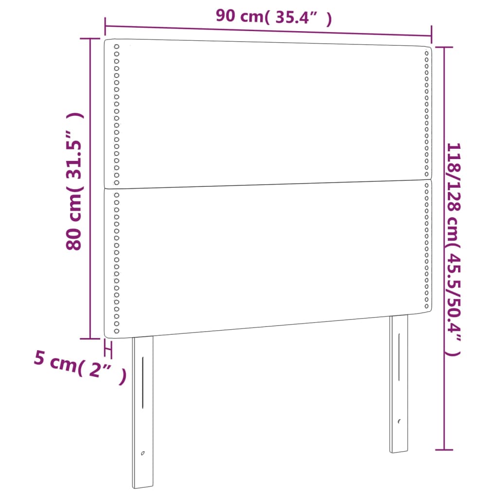 vidaXL Cabeceira de cama c/ LED veludo 90x5x118/128cm preto