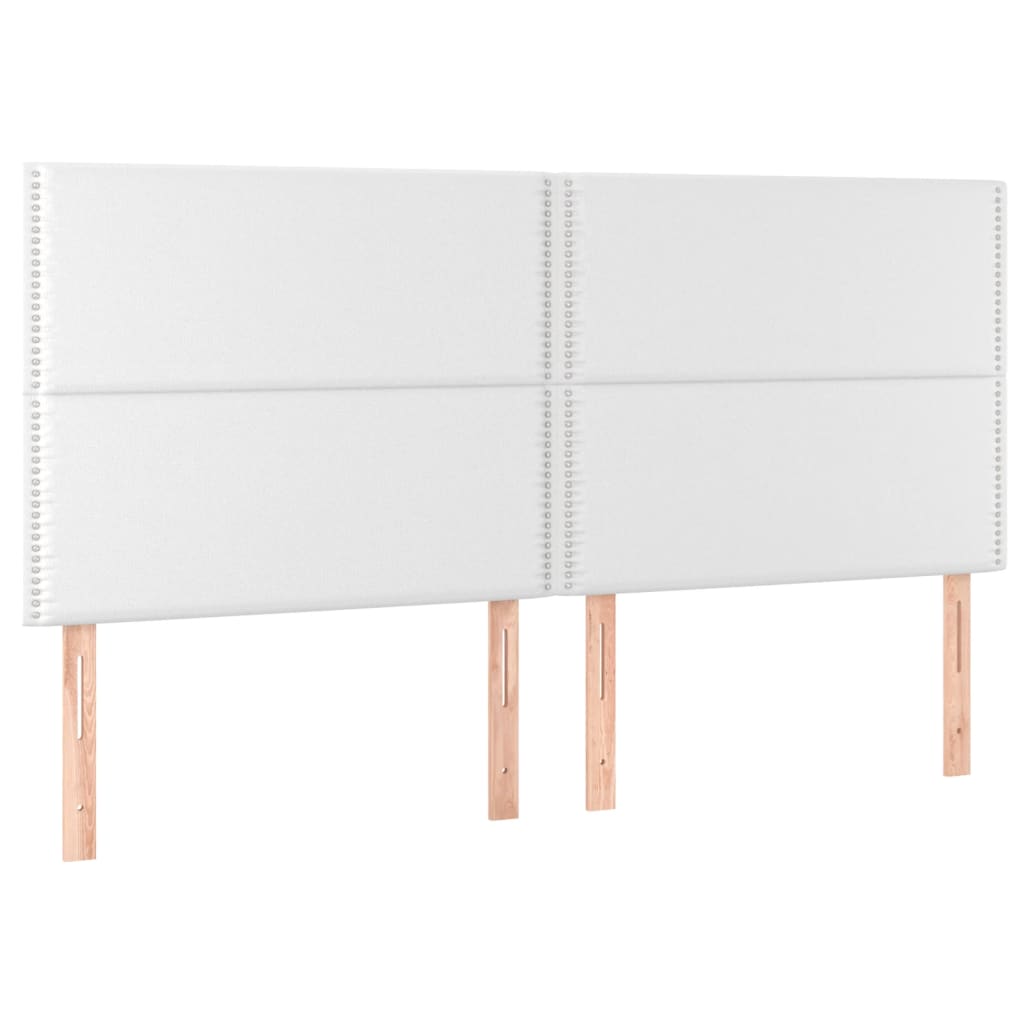 vidaXL Cabeceira cama c/ LED couro artificial 160x5x118/128 cm branco