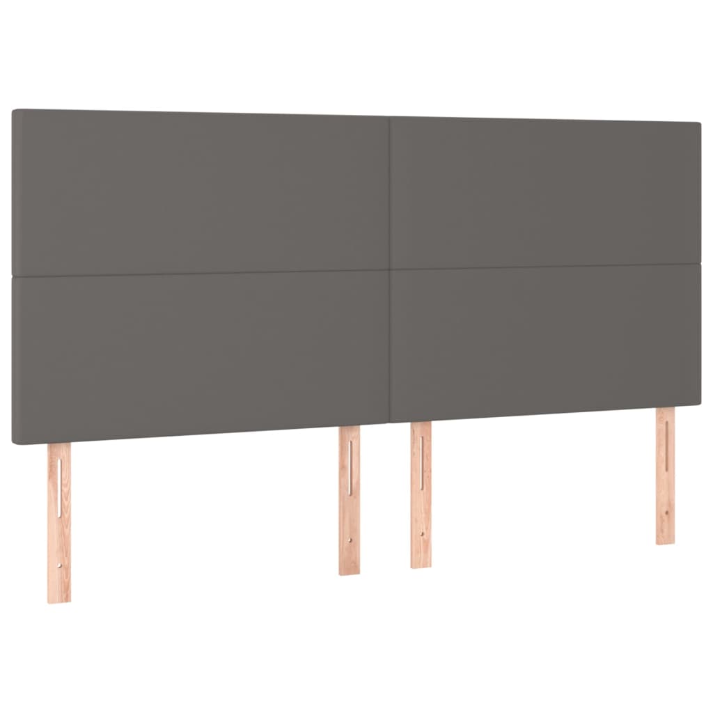 vidaXL Cabeceira cama c/ LED 180x5x118/88cm couro artificial cinzento