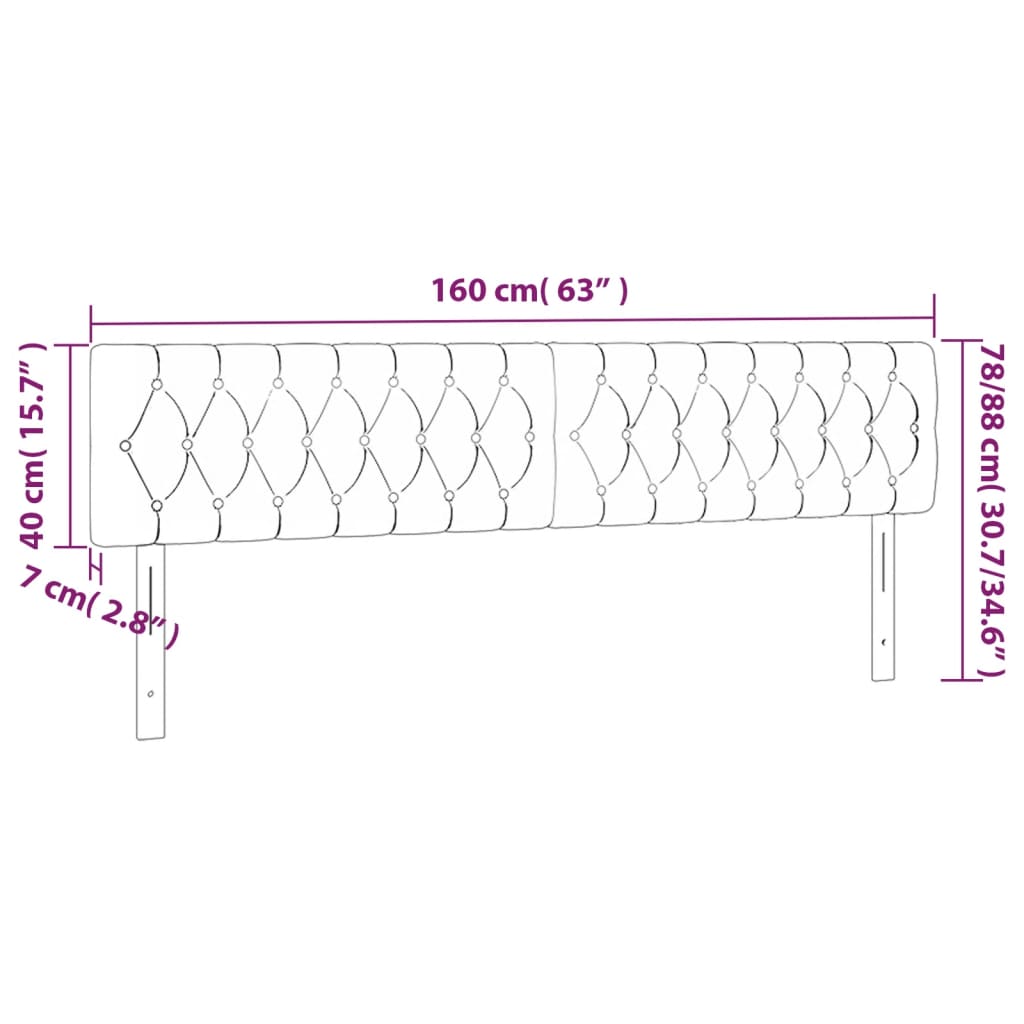 vidaXL Cabeceira de cama c/luzes LED tecido 160x7x78/88cm cinza-escuro