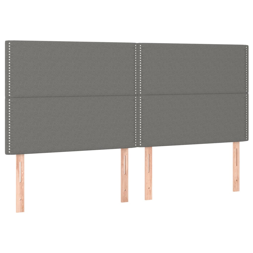 vidaXL Cabeceira de cama c/ LED tecido 180x5x118/128 cm cinza-escuro