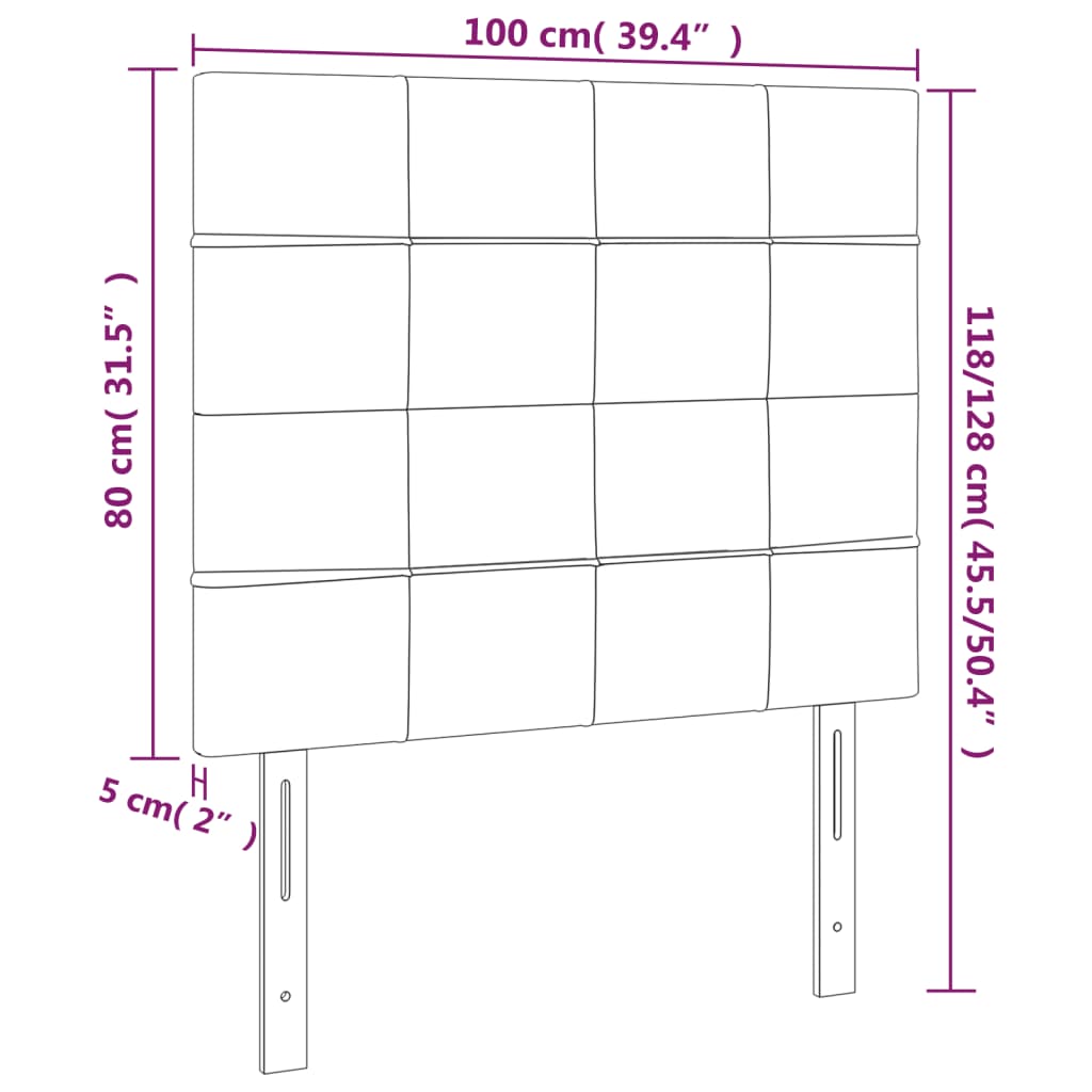 vidaXL Cabeceira cama c/ LED tecido 100x5x118/128 cm cinza-acastanhado