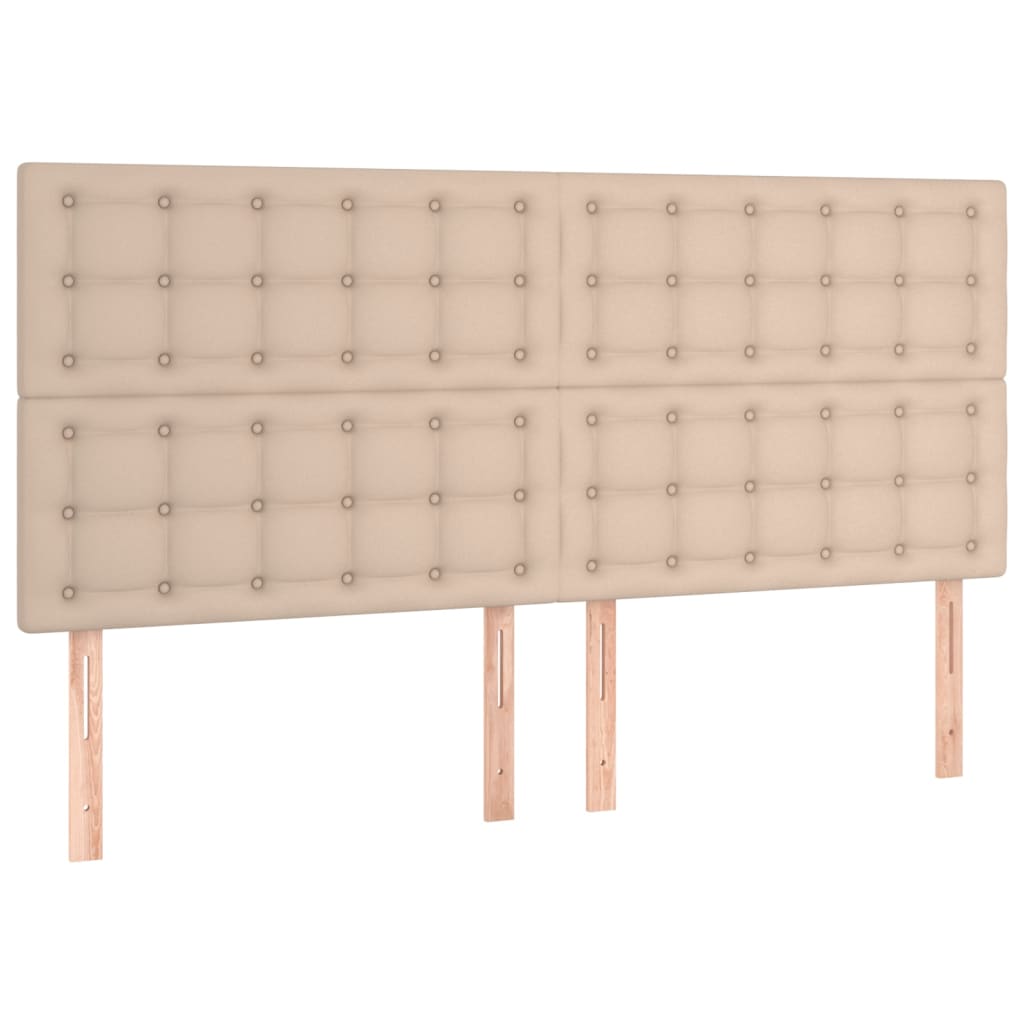 vidaXL Cabeceira cama c/ LED couro artif. 200x5x118/128 cm cappuccino