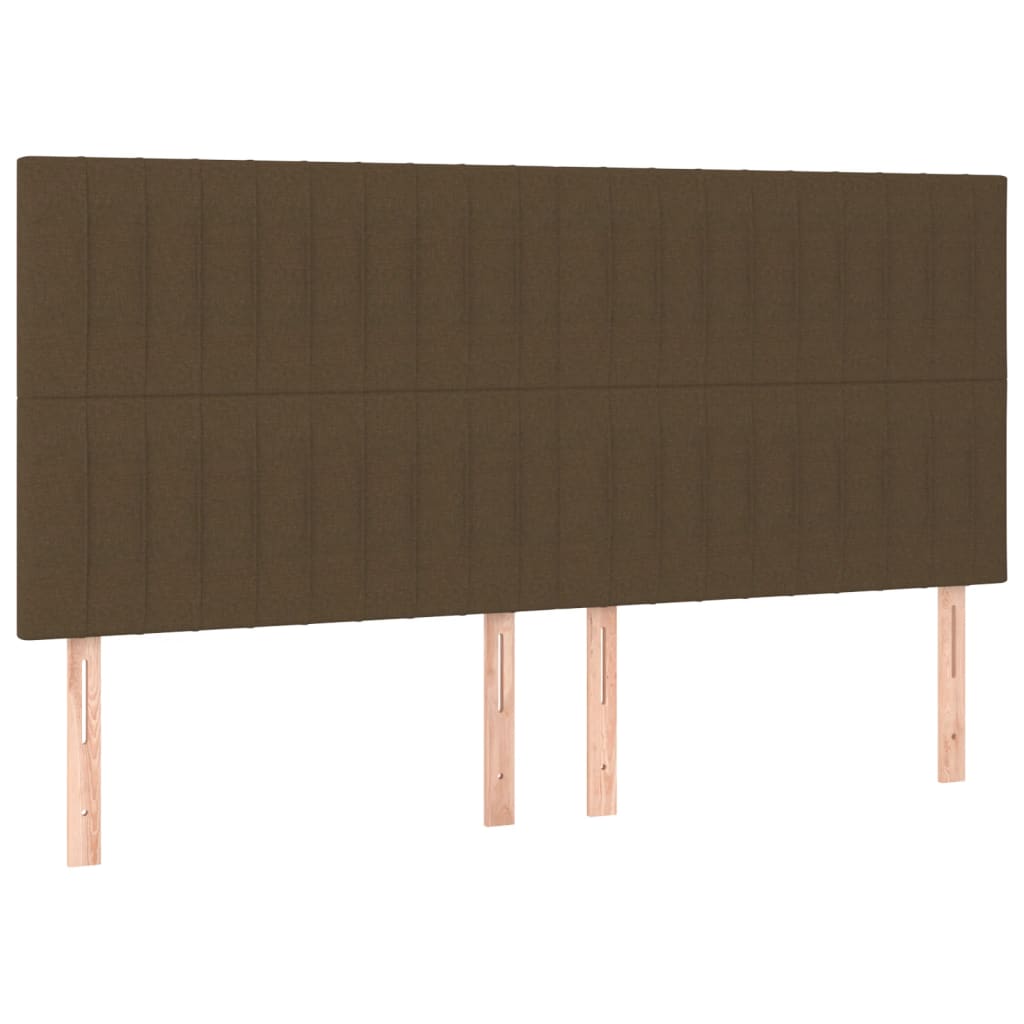 vidaXL Cabeceira de cama c/ LED tecido 160x5x118/128 cm castanho