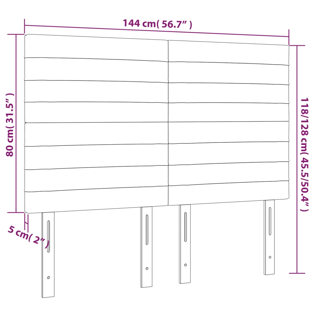 vidaXL Cabeceira cama c/ LED tecido 144x5x118/128 cm azul