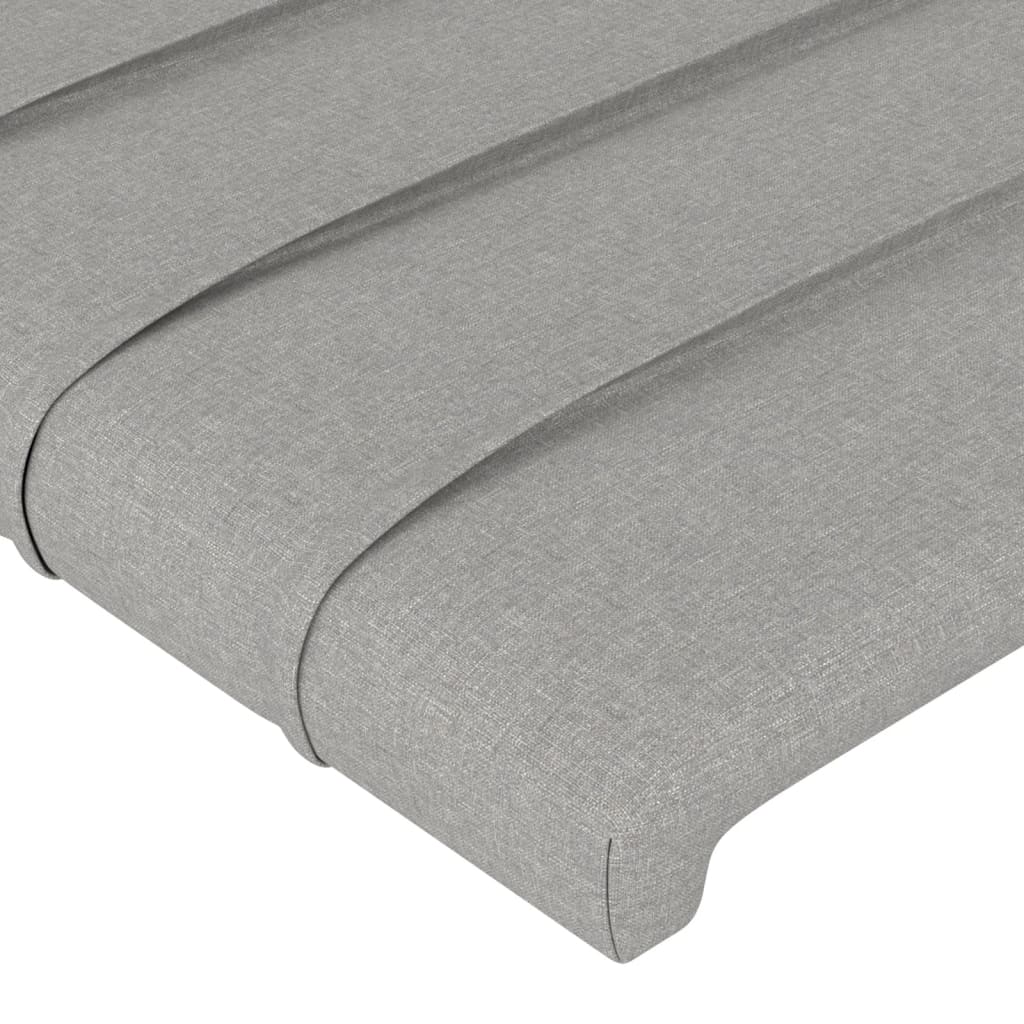 vidaXL Cabeceira cama c/ luzes LED tecido 100x5x118/128cm cinza-claro