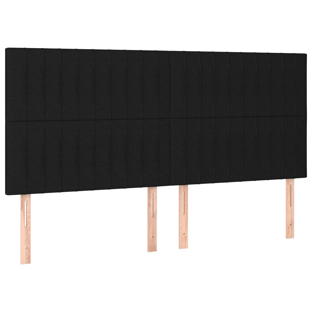 vidaXL Cabeceira de cama c/ luzes LED tecido 200x5x118/128 cm preto