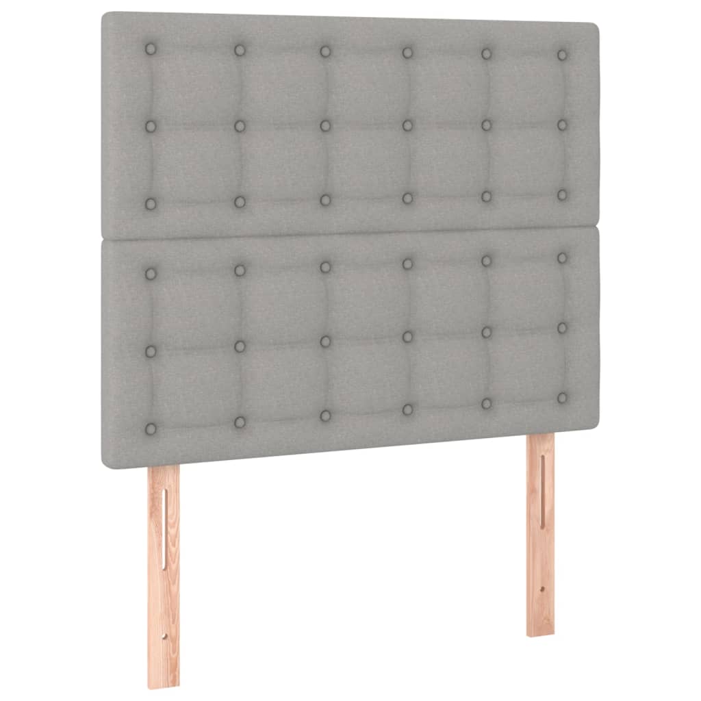 vidaXL Cabeceira cama c/ luzes LED tecido 80x5x118/128 cm cinza-claro