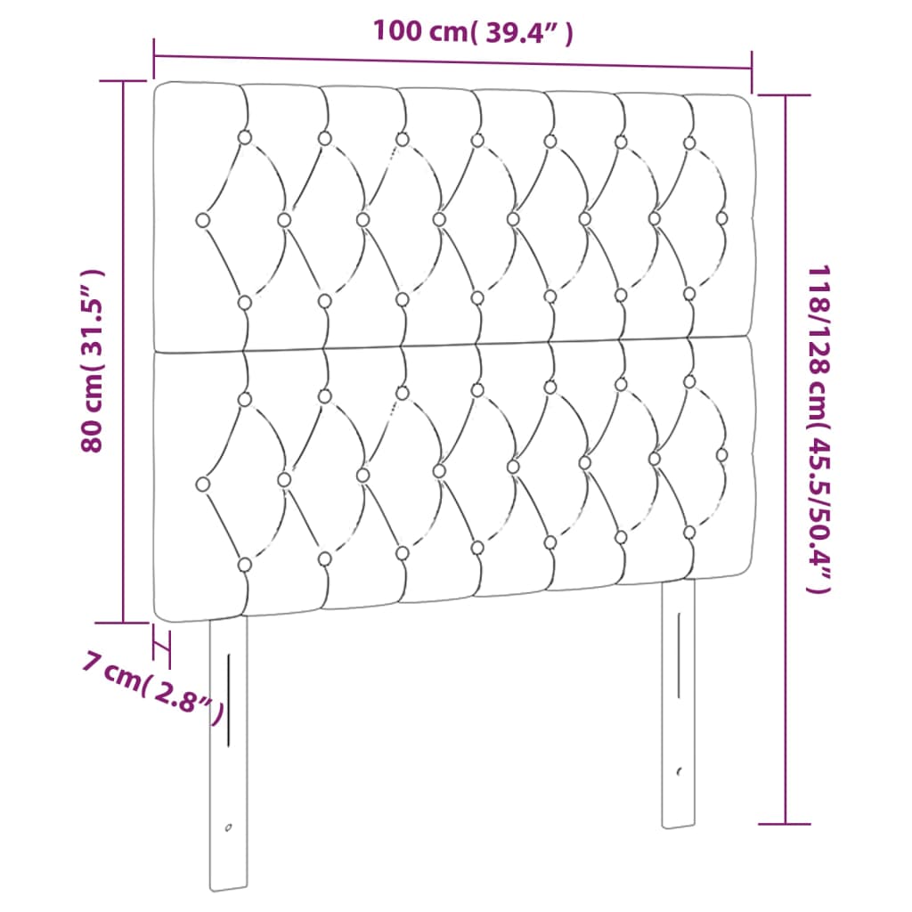 vidaXL Cabeceira de cama c/ luzes LED veludo 100x7x118/128 cm rosa