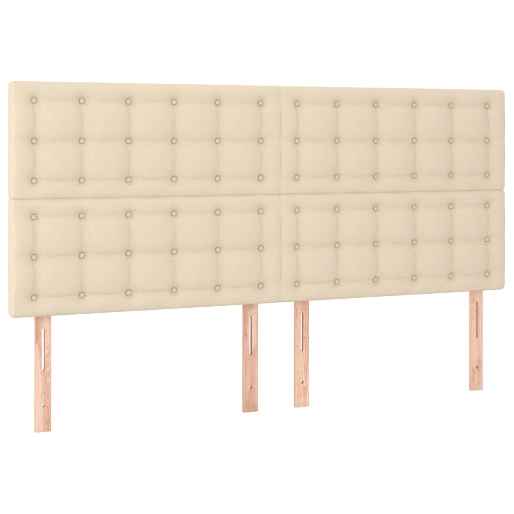 vidaXL Cabeceira cama c/ LED tecido 200x5x118/128 cm crème