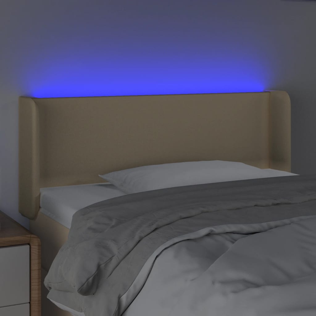 vidaXL Cabeceira de cama c/ luzes LED tecido 83x16x78/88 cm cor creme