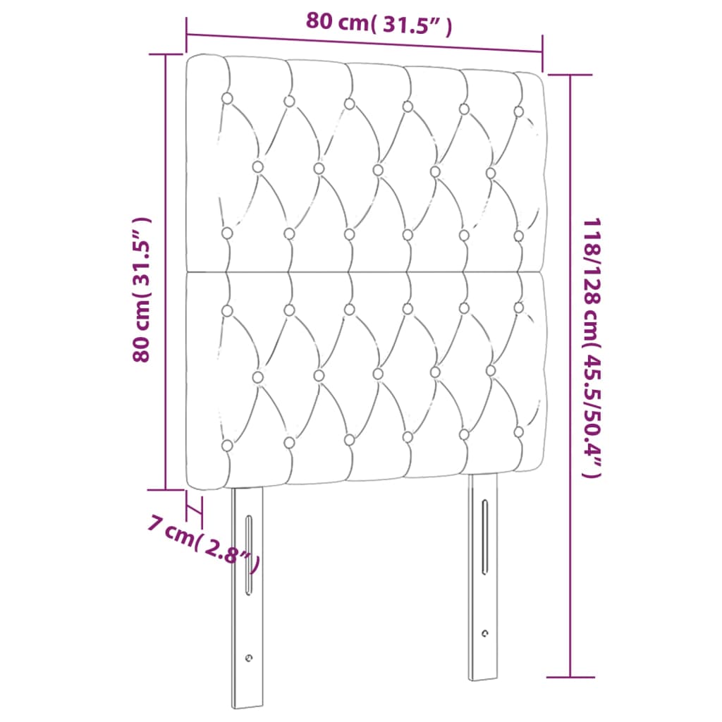 vidaXL Cabeceira de cama c/ luzes LED veludo 80x7x118/128 cm rosa