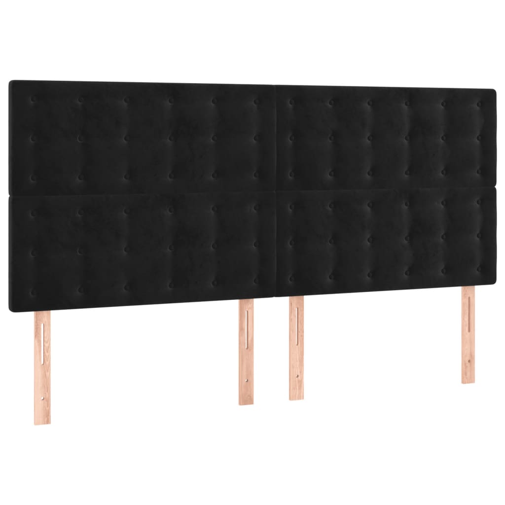 vidaXL Cabeceira de cama c/ luzes LED veludo 160x5x118/128 cm preto