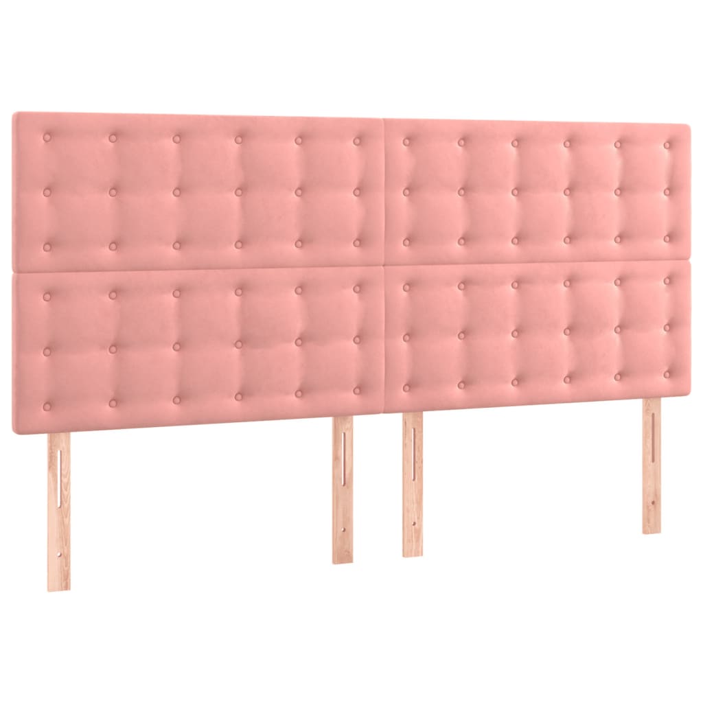 vidaXL Cabeceira de cama c/ luzes LED veludo 180x5x118/128 cm rosa