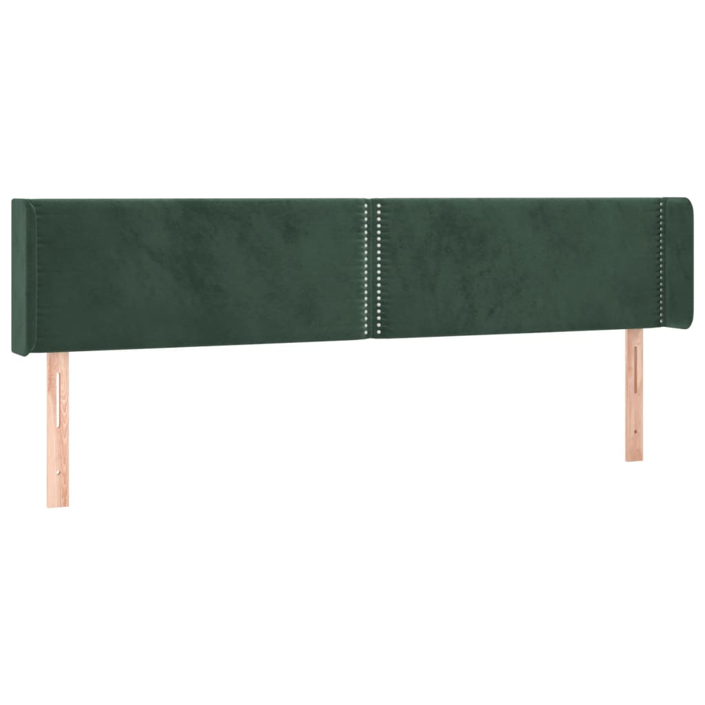 vidaXL Cabeceira cama c/ luzes LED veludo 183x16x78/88 cm verde-escuro