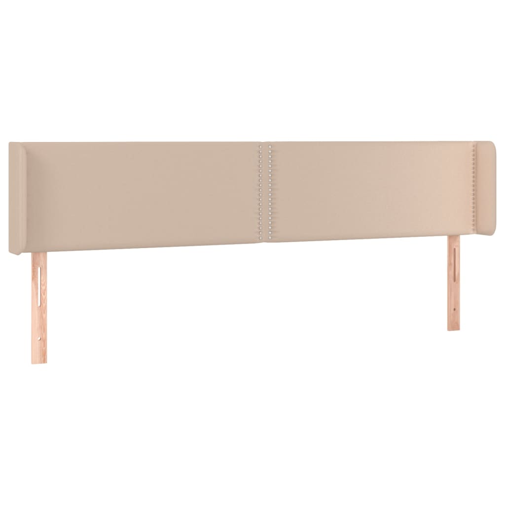 vidaXL Cabeceira cama LED couro artificial 203x16x78/88 cm cappuccino